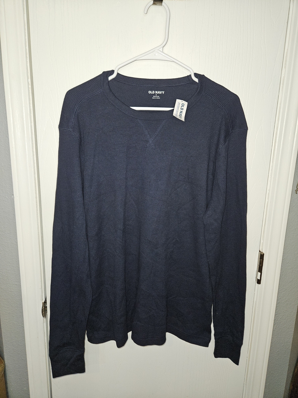 Old Navy Men's Dark Navy Waffle Knit Long-Sleeve Shirt